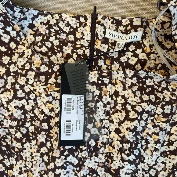 NWT Shona Joy Dahlia OTS Fitted Mini Dress Floral Size8 Brown Cocktail Linen - Picture 5 of 12